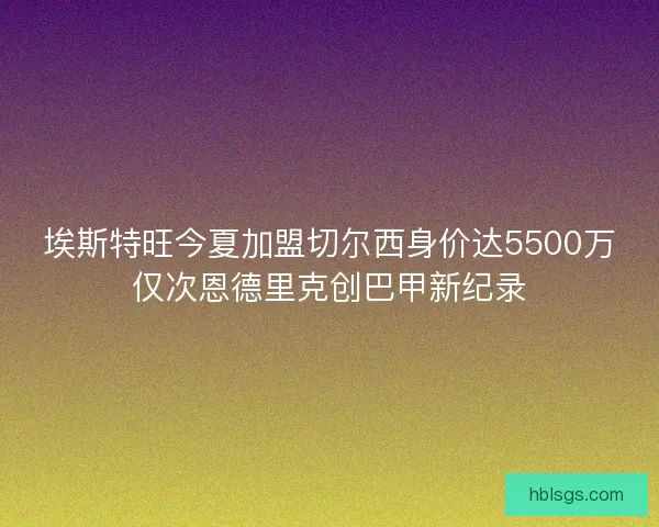埃斯特旺今夏加盟切尔西身价达5500万仅次恩德里克创巴甲新纪录