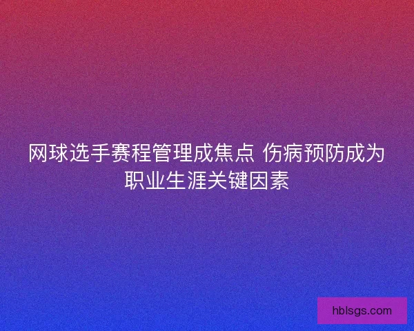 网球选手赛程管理成焦点 伤病预防成为职业生涯关键因素
